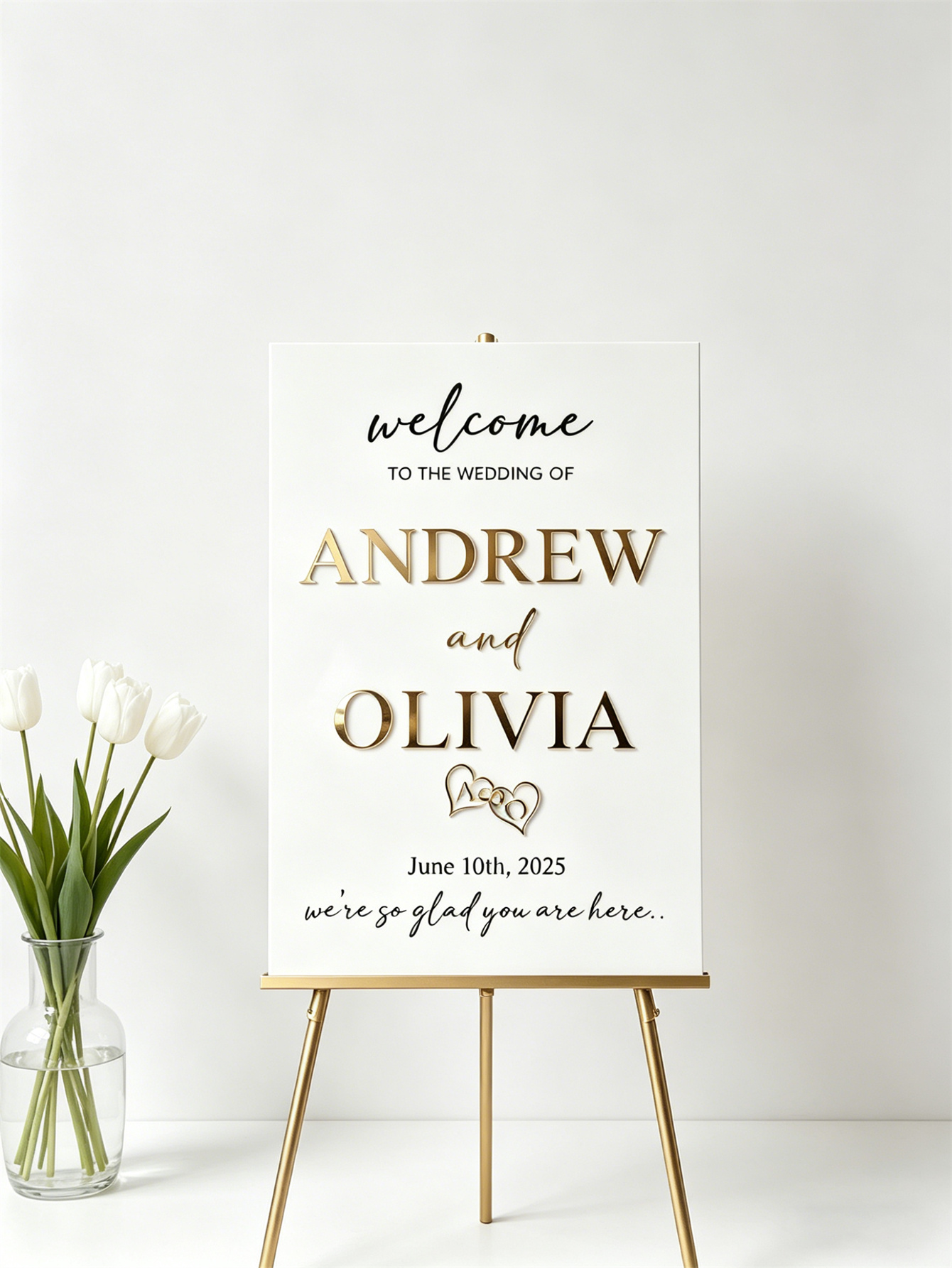 Wedding Welcome Sign - Personalized acrylic wedding welcome sign, modern and fashionable decoration of the wedding entrance. Welcome to our wedding sign